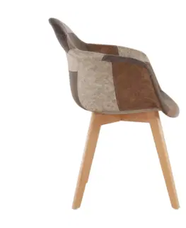 Stoličky Dizajnové kreslo, patchwork/buk, TERST