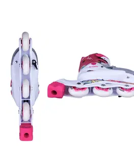 Kolieskové korčule Detské nastaviteľné korčule Action Doly so svietiacimi kolieskami ružová - XS (26-29)