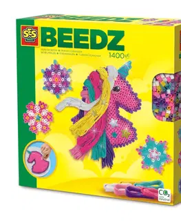 Kreatívne a výtvarné hračky SES - Zažehľovacie koráliky - ružový jednorožec 1400 ks