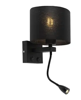 Nastenne lampy Moderné nástenné svietidlo čierne s čiernym tienidlom - Brescia
