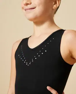 dresy Dievčenský trikot na gymnastiku čierny