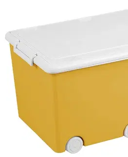 Boxy na hračky TEGA - Viacúčelový box na hračky na kolieskach Tega žltý