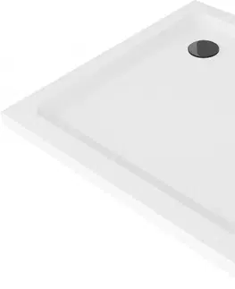 Vane MEXEN/S - Flat sprchová vanička štvorcová slim 80 x 80 cm, biela + čierny sifón 40108080B