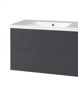 Kúpeľňový nábytok MEREO - Aira, kúpeľňová skrinka s umývadlom z liateho mramoru 101 cm, antracit CN752M