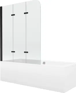 Sprchové dvere MEXEN/S - Cube obdĺžniková vaňa 180 x 80 cm s panelom + vaňová zástena 120 cm, transparent, čierna 550518080X9012037000