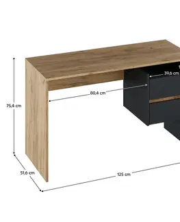 Písacie stoly PC stôl, dub artisan/grafit, TULIO NEW