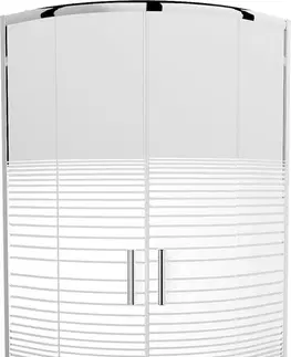 Vane MEXEN/S - Rio štvrťkruhový sprchovací kút 80 x 80 cm, pásy, chróm + vanička so sifónom Flat, biela 863-080-080-01-20-4110