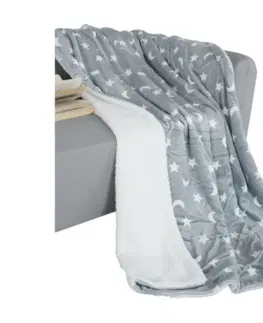 Deky Obojstranná baránková deka, sivá/biela/vzor, 150x200, NAVO