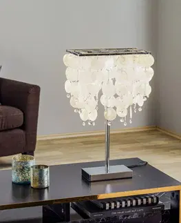 Stolové lampy ONLI Stolová lampa Makani, chróm, s dekoráciou z mušlí