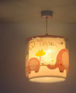 Závesné svietidlá Dalber Detská závesná lampa Little Elephant, 1-pl. ružová