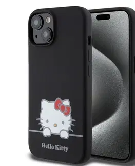 Puzdrá na mobilné telefóny Zadný kryt Hello Kitty Liquid Silicone Daydreaming Logo pre Apple iPhone 15, čierne 57983116913