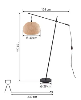 Stojacie lampy Lindby Lindby Dabila stojacia lampa bambus výška 160 cm