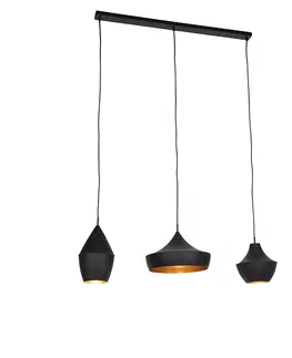 Zavesne lampy Škandinávska závesná lampa čierna so zlatými 3-svetlami - Depeche