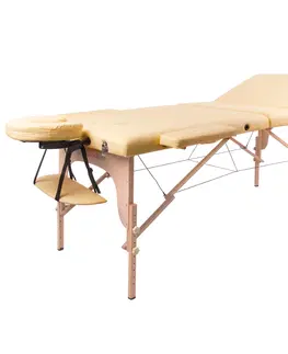 Masážne stoly a stoličky Masážne lehátko inSPORTline Japane 3-dielne drevené krémovo žltá