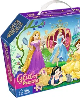 Do 99 dielikov Trefl Puzzle Princezné Disney 70 glitter v kufríku Trefl