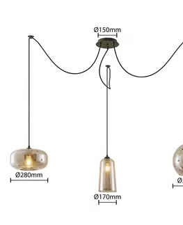 Závesné svietidlá Lucande Lucande Zyli závesná lampa 3-plameňová dymová sivá