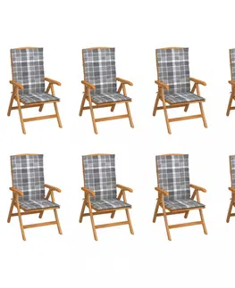 Zahradné stoličky Skladacia záhradná stolička s poduškami 8 ks teak / látka Dekorhome Béžová
