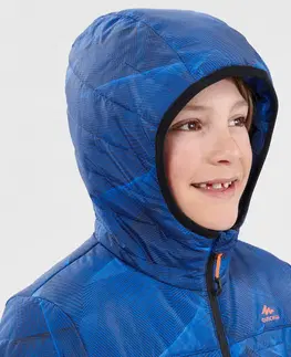 bundy a vesty Detská turistická prešívaná bunda MH500 pre deti od 7 do 15 rokov modrá