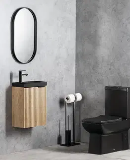 Kúpeľňa SAPHO - AGOS umývadlo bez prepadu 40x22cm, liaty mramor, ľavé/pravé, čierna mat AS400B