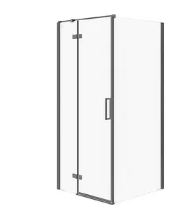 Sprchovacie kúty CERSANIT - JOTA rohový sprchovací kút - (90x90X195) priehľadné sklo - čierny, ĽAVÝ S160-003