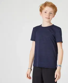 nohavice Chlapčenské tričko 500 na cvičenie tmavomodré