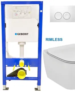 Kúpeľňa GEBERIT DuofixBasic s bielym tlačidlom DELTA21 + WC Ideal Standard Tesi se sedlem RIMLESS 458.103.00.1 21BI TE2