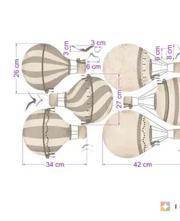 Nálepky na stenu Textilné nálepky na stenu - Retro balóny v hnedej farbe
