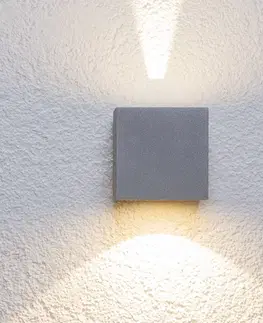 Vonkajšie nástenné svietidlá Lucande Strieborné vonkajšie nástenné LED Jarno kocka