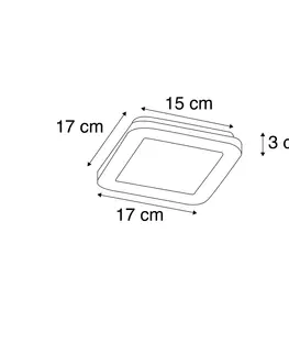 Stropne svietidla LED panel štvorcový čierny 17 cm vrátane LED stmievateľný v 3 krokoch - Lope