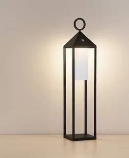 Vonkajšie osvetlenie terasy Lucande Lucande LED dobíjacia lampa Miluma, 64 cm, čierna, IP54, hliník