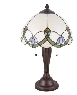Stolové lampy Clayre&Eef Stolná lampa 5918 s bielo-farebným štýlom Tiffany