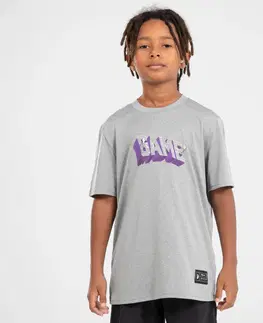 dresy Detské basketbalové tričko TS500 FAST sivé