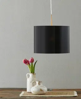 Závesné svietidlá Lucande Lucande Patrik závesná lampa Ø30 cm čierna