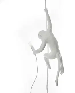 Vnútorné dekoratívne svietidlá SELETTI LED závesné svietidlo Monkey Lamp, biela, visiace