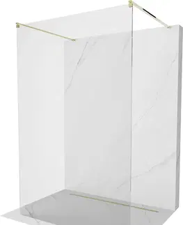 Sprchové dvere MEXEN/S - Kyoto Sprchová zástena WALK-IN voľne stojaca 140 x 200, transparent 8 mm, zlatá 800-140-002-50-00