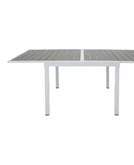 Záhradné stolíky Záhradný rozkladací stôl, biela oceľ/sivá, DORIO