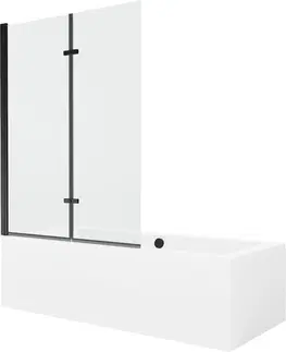Sprchové dvere MEXEN/S - Cube obdĺžniková vaňa 180 x 80 cm s panelom + vaňová zástena 120 cm, transparent, čierna 550518080X9212027000