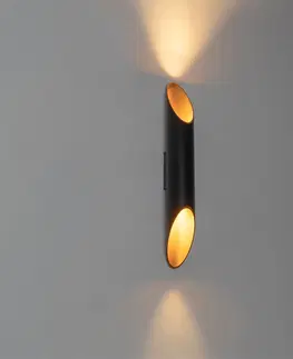 Nastenne lampy Dizajnová nástenná lampa čierna so zlatom - Organo L.