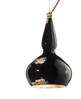 Závesné svietidlá Ferroluce Vintage závesná lampa Ginevra v čiernej
