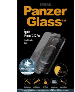 Ochranné fólie pre mobilné telefóny Ochranné temperované sklo PanzerGlass Case Friendly pre Apple iPhone 1212 Pro, čierne 2711