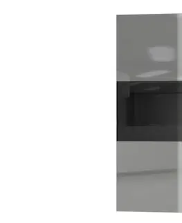 Komody a skrinky LEANA závesná skrinka 24WXJW07, čierna/šedé sklo