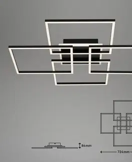 SmartHome stropné svietidlá Briloner Stropné LED svetlo Frame S, 72,4 x 72,4 cm, čierna