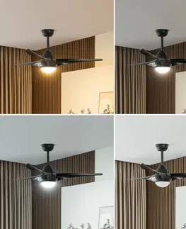 Stropné ventilátory so svetlom Starluna Stropný ventilátor Starluna LED Zoika, čierny, tichý, 115 cm
