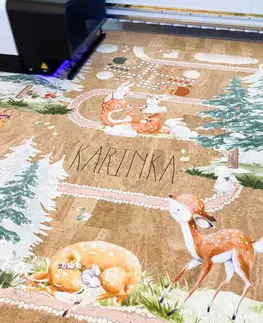 Korkové koberce Detský korkový koberec - Kamaráti z lesa a hry pre deti