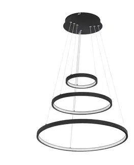 Závesné svietidlá Globo Závesné LED svietidlo Ralph, 3-plameňové, čierna