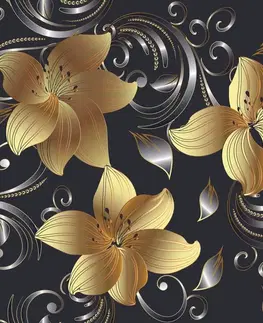 Tapety kvety Tapeta luxusná zlatá ľalia