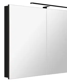 Kúpeľňový nábytok SAPHO - GRETA galérka s LED osvetlením, 101x70x14cm, čierna matná GT105-0035