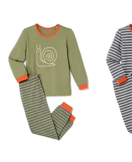 Sleepwear & Loungewear Detské pyžamo, kombinácia modrých a olivovozelených prúžkov, 2 ks