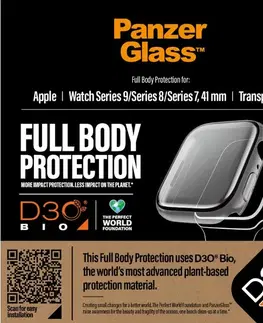 Príslušenstvo k wearables Tvrdené sklo Full Body D3O PanzerGlass pre Apple Watch 9/8/7 41 mm, clear