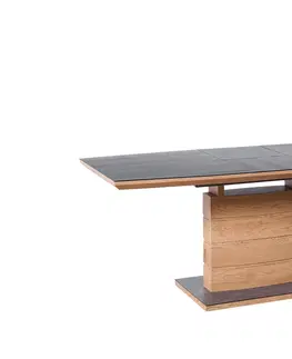 Jedálenské stoly HALMAR Concord rozkladací jedálenský stôl tmavosivá / dub zlatý